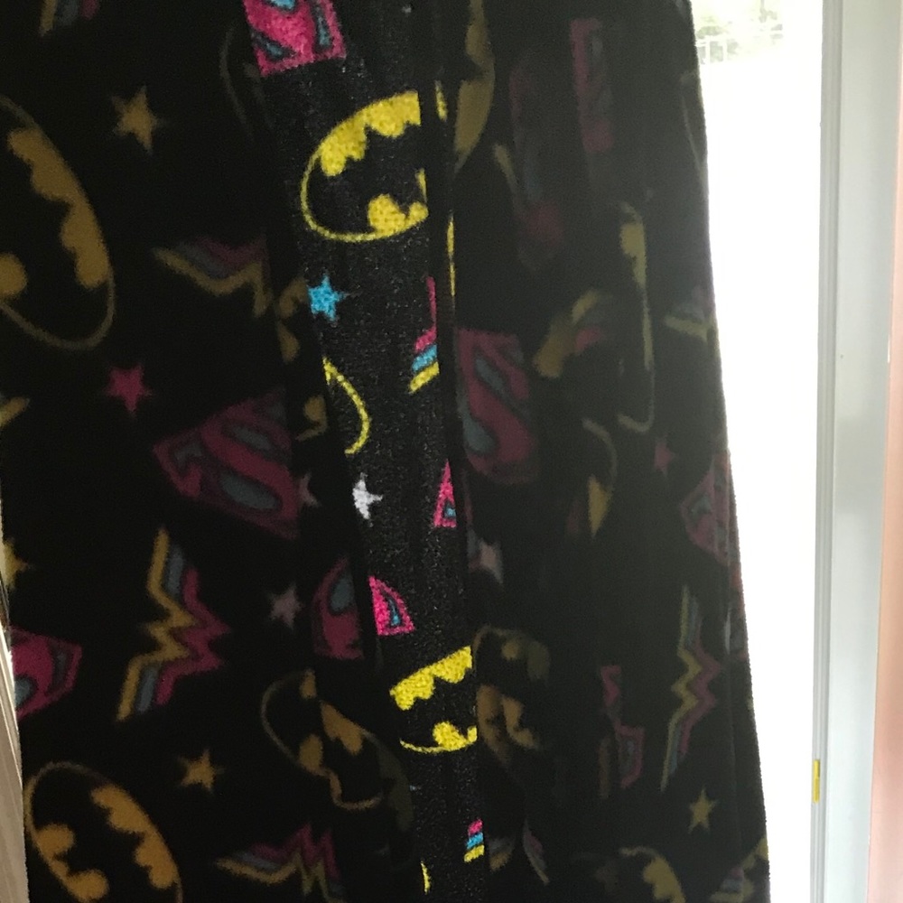 Batman,wonder woman and superman onesie pj size xl